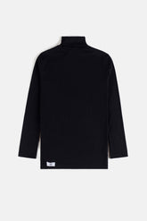Rib Cotton Turtleneck - Midnight Black